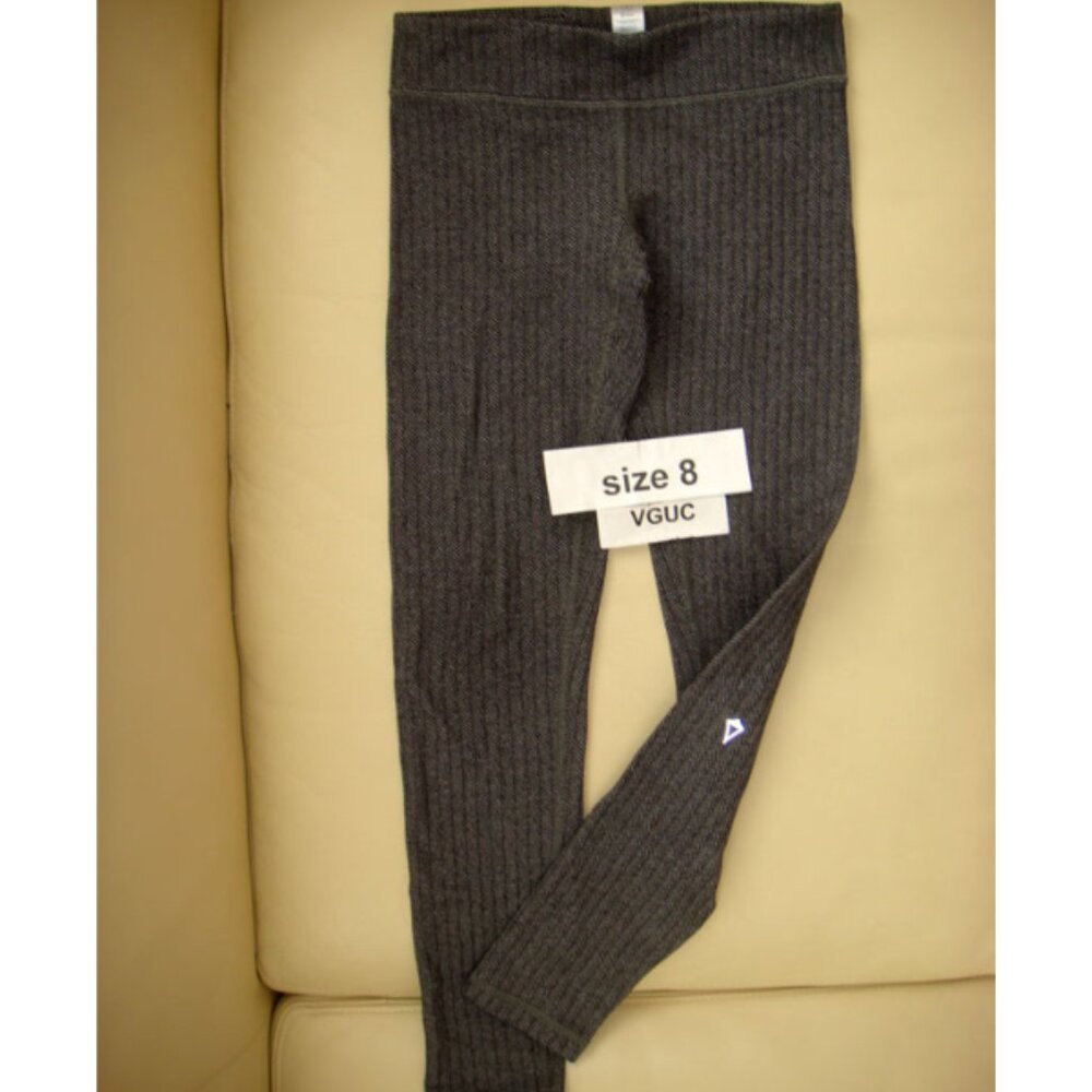 Ivivva Girl by Lululemon 🍋 Herringbone Full Length Leggings grey size 8